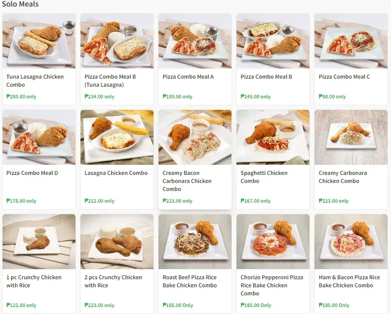 Greenwich Solo Menu Price