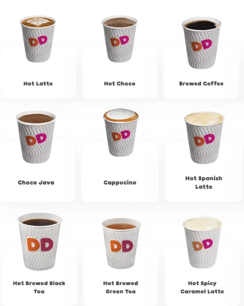 Dunkin Donuts Hot Beverages Menu Price