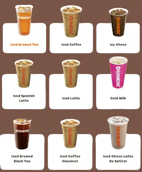 Dunkin Donuts Iced Beverages Menu Price